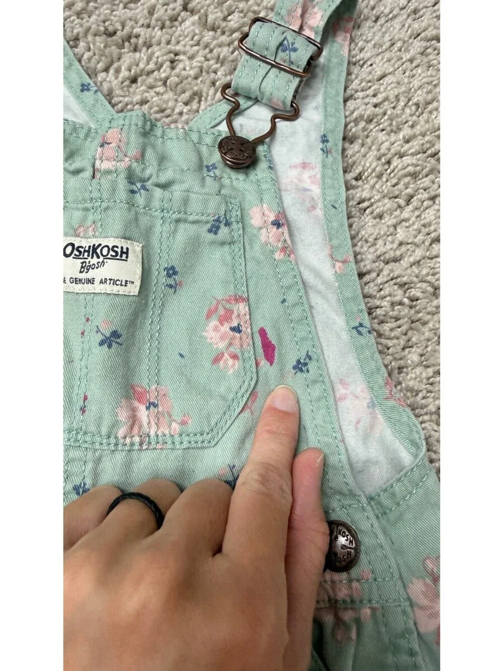 OshKosh B'gosh Floral Print Green Overalls for Toddler Size 3T